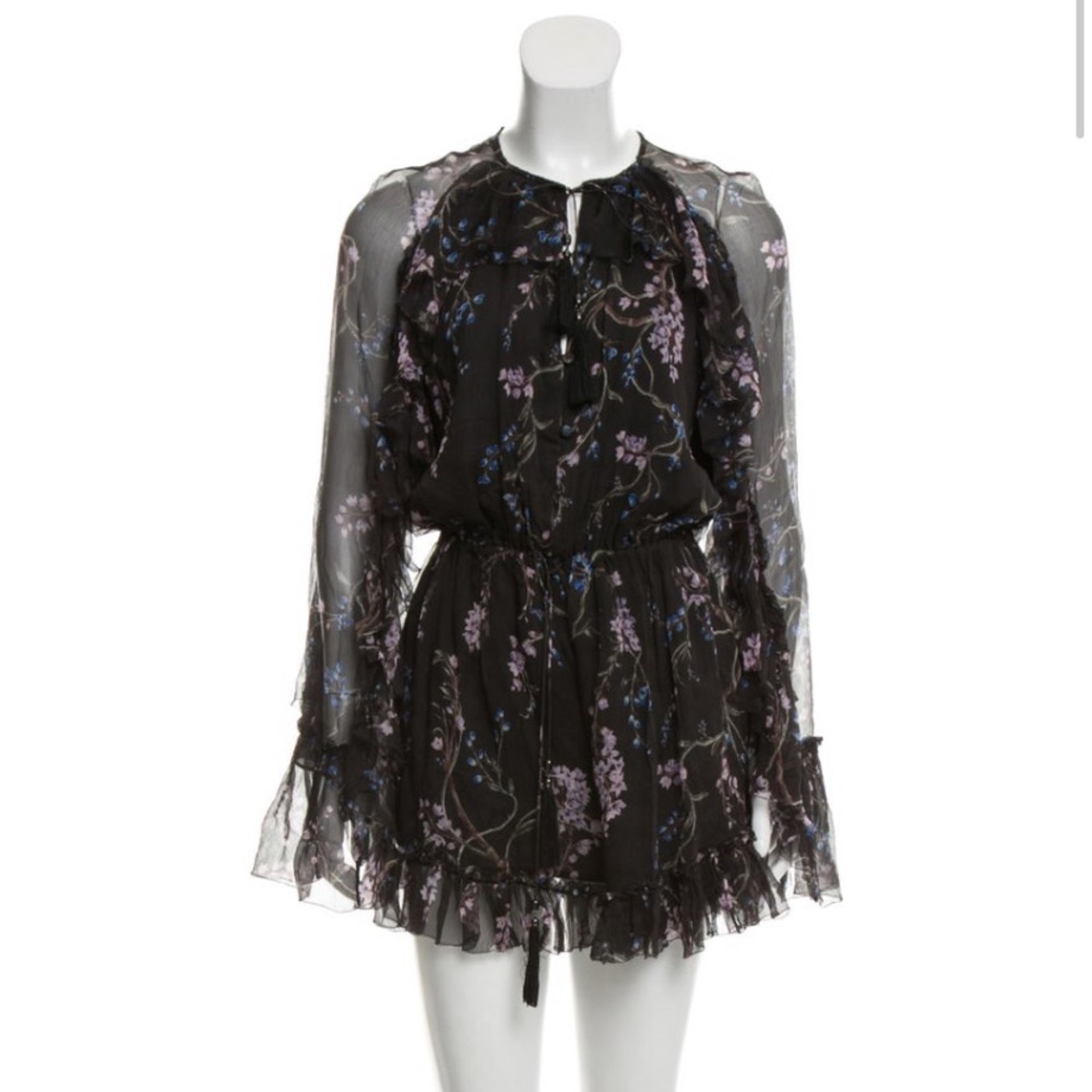 Black and multicolor Zimmermann silk romper